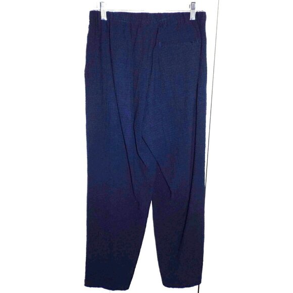 Orvis S navy blue elastic waist casual textured pants back zippered & side pocke - Picture 3 of 5
